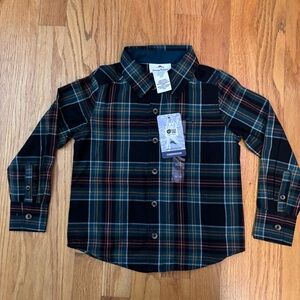 NWT Tommy Bahama 4t black, green, red plaid long sleeve button down shirt